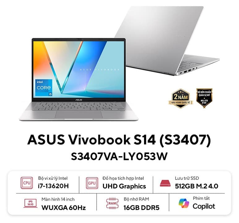 Laptop Asus Vivobook S S14 S3407VA-LY053W