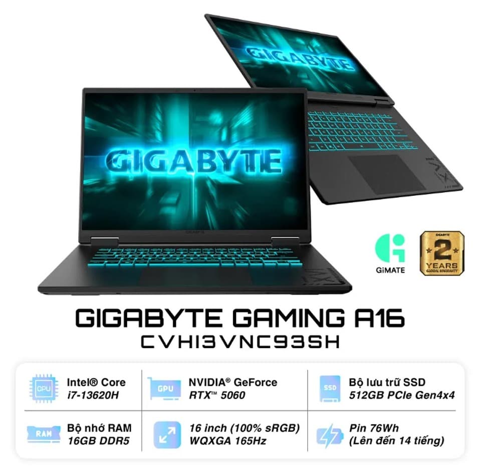 Laptop Gigabyte Gaming A16 CVHI3VNC93SH