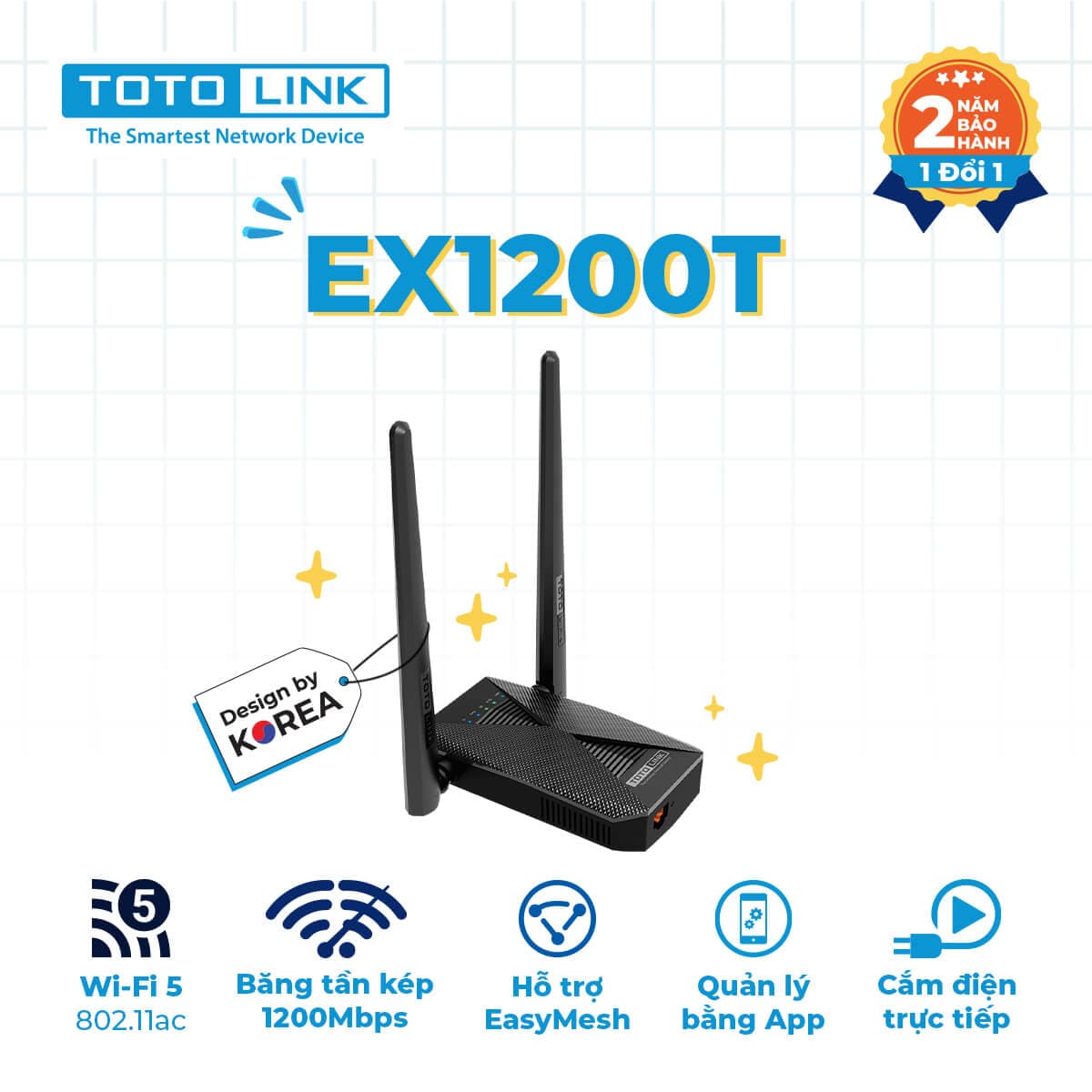 Bộ mở rộng sóng wifi Totolink EX1200T