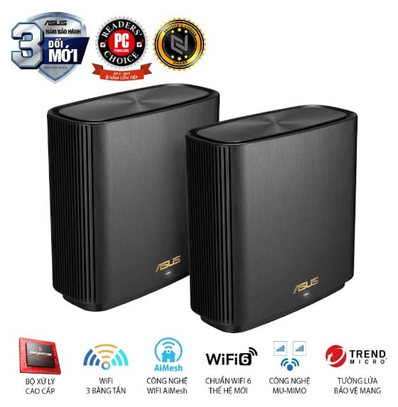 Bộ phát wifi 6 Asus ZenWiFi XT8 2-Pack Đen