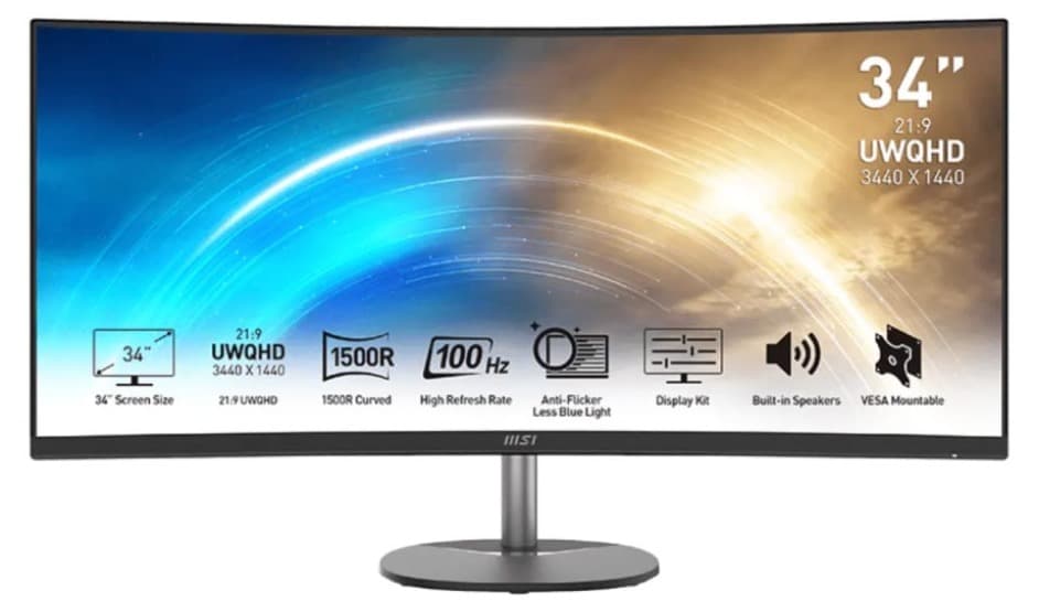 Màn hình cong MSI PRO MP341CQ (34Inch/ UWQHD (3440×1440)/ 1ms/ 100HZ/ 300cd/m2/ VA)