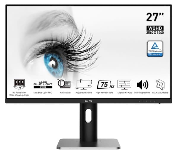 Màn hình đồ họa MSI PRO MP273QP (27.0Inch/ 2K (2560×1440)/ 4ms/ 75HZ/ 250cd/m2/ IPS/ Loa)