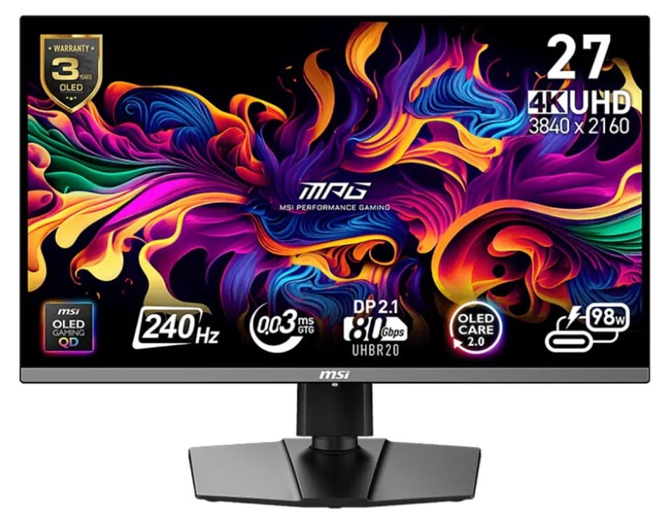 Màn hình gaming MSI MPG272URX QD-OLED (27Inch/ 4K (3840 x 2160)/ 0.03ms/ 240Hz/ 250cd/m2/ OLED)
