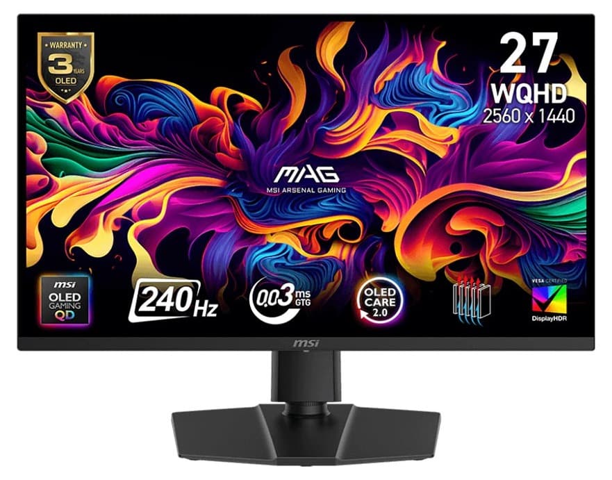 Màn hình gaming MSI MAG 273QP QD-OLED X24 (27Inch/ QHD (2560×1440)/ 0,5ms/ 240Hz/ 300cd/m2/ OLED)