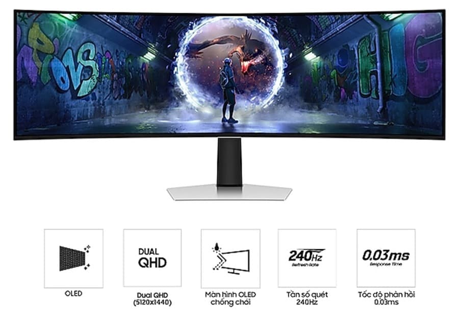 Màn hình cong Samsung Odyssey G9 LS49DG930SEXXV (49Inch/ DQHD (5120×1440)/ 0.003ms/ 240Hz/ 200cd/m2)