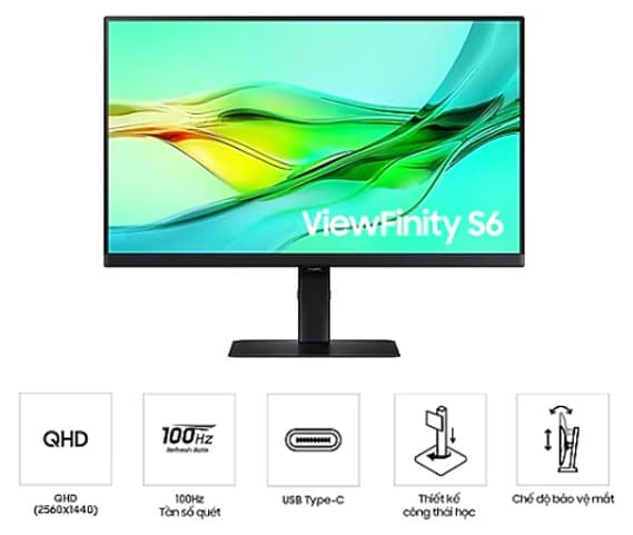 Màn hình đồ họa Samsung ViewFinity LS32D604UAEXXV (32Inch/ QHD (2560×1440)/ 5ms/ 100HZ/ 350cd/m2/ IPS)