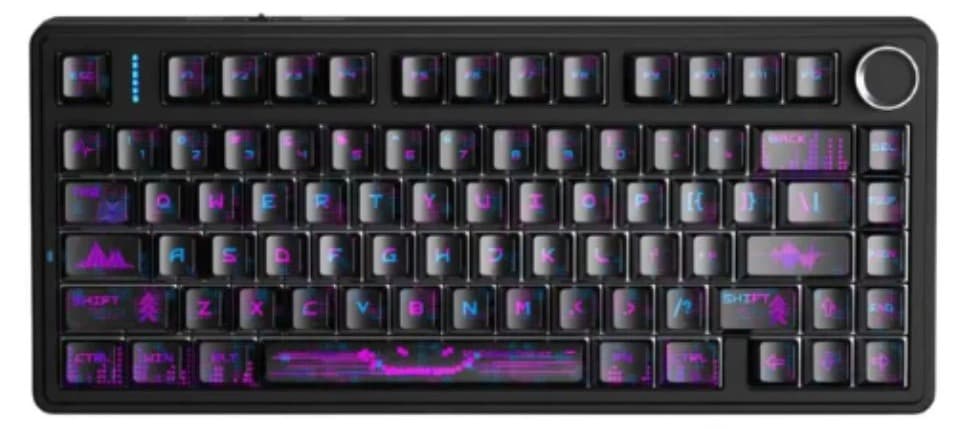 Bàn phím cơ Aula 3 MODE F75 Đen tím Grey Wood V3 switch