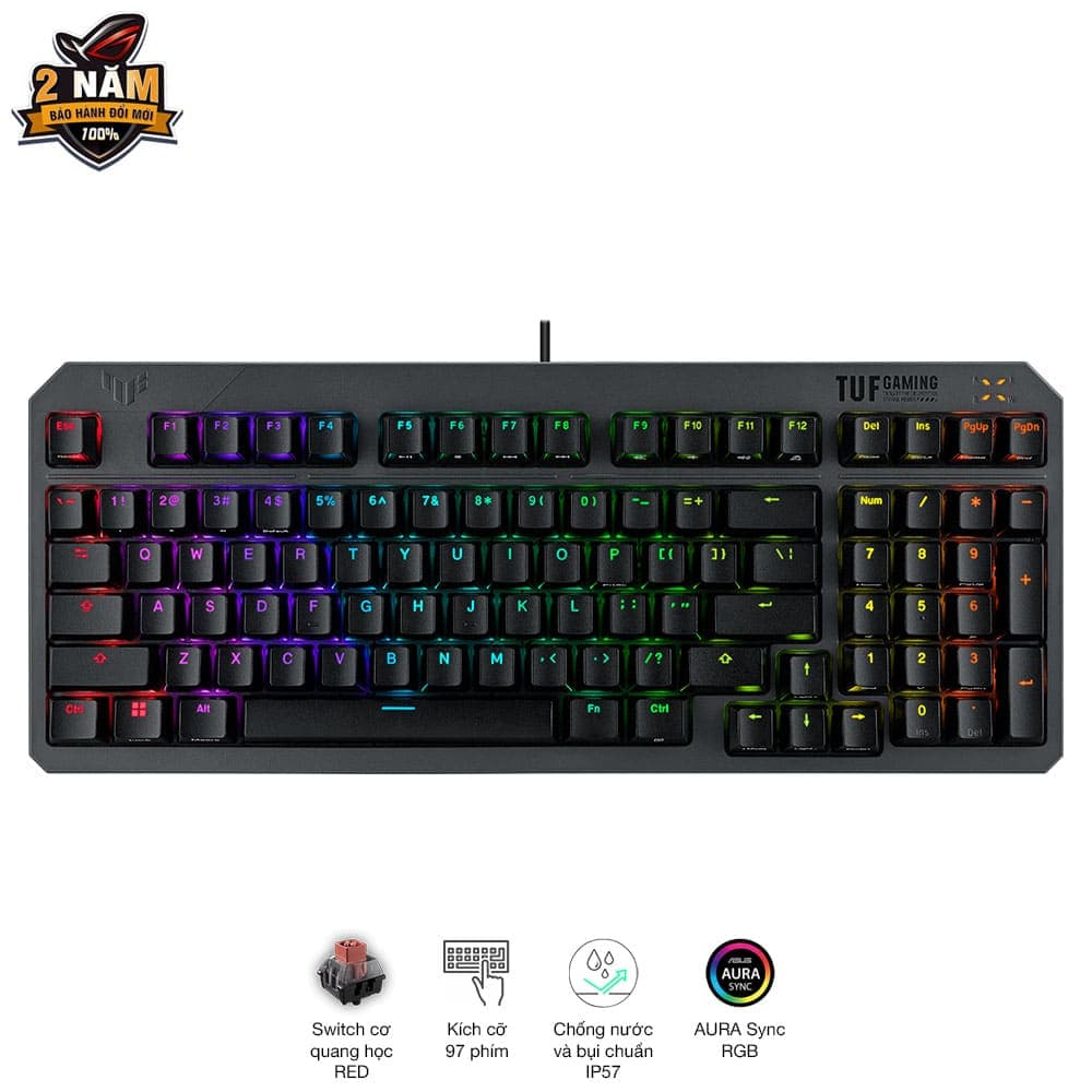 Bàn phím cơ Asus TUF Gaming K3 Gen II Black Red Switch