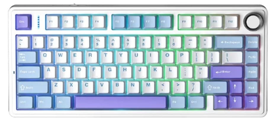 Bàn phím cơ Aula F75 Xanh dương + Trắng + Tím đậm Pink switch