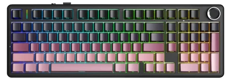 Bàn phím cơ Aula 3 mode có núm xoay AULA F99 Pro đen hồng gradient Reaper switch