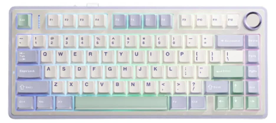 Bàn phím cơ Aula F75 tím nhạt + Be + Xanh lá Outemu Silent Peach V3 switch