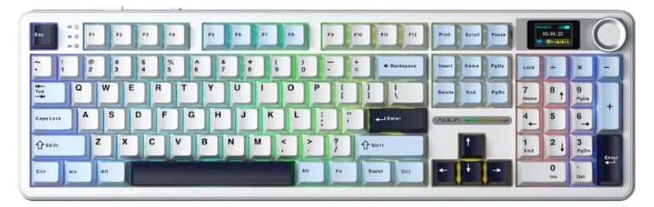 Bàn phím cơ Aula 3 MODE F108 PRO xanh dương + trắng + tím đậm Reaper switch