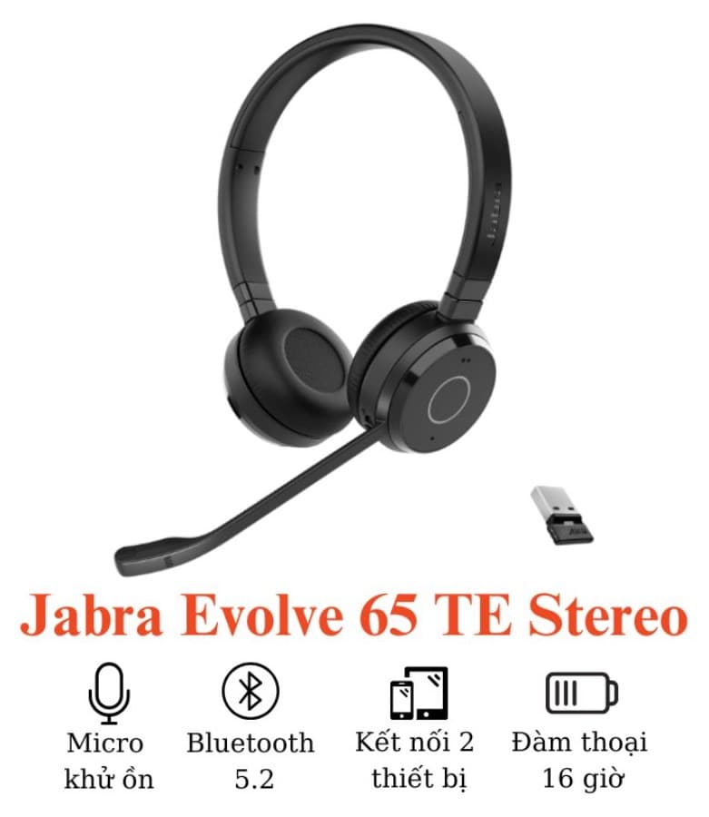 Tai nghe call center Jabra Evolve 65 TE Link 390a MS Stereo