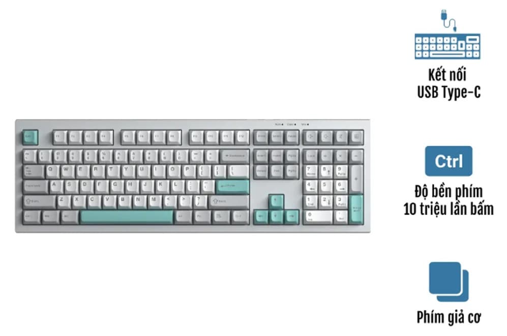 Bàn phím Gaming Aula S102 Xám Be Xanh Ngọc