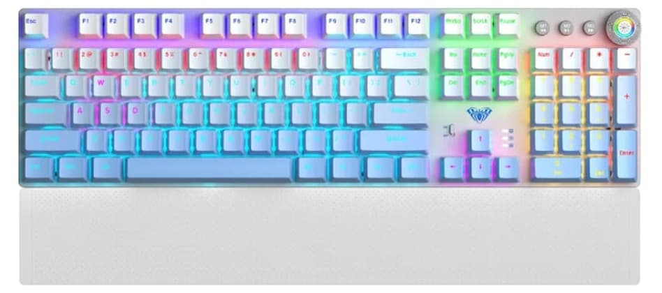 Bàn phím cơ Aula 3 MODE F2088AIR trắng xanh dương gradient Brown Switch