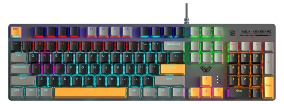Bàn phím cơ Aula S500 Xám+đen+vàng Blue switch