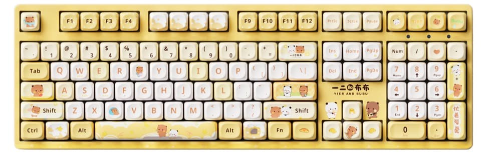 Bàn phím cơ AKKO 3108RF V3 Yier and Bubu yellow – Frost Pink