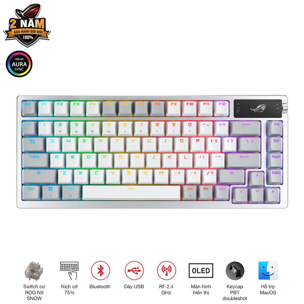 Bàn phím cơ Asus ROG Azoth Wireless White NX Red switch