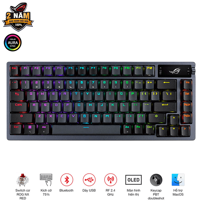 Bàn phím cơ Asus ROG Azoth Wireless NX Snow