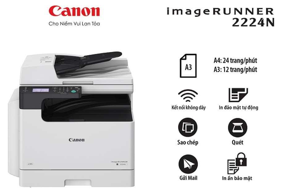 Máy photocopy Canon IR2224N + Mực + Chân kê