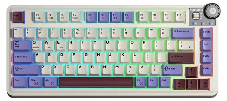 Bàn phím cơ Aula 3 MODE AU75 Tím+Be+Đỏ Star Vector Switch
