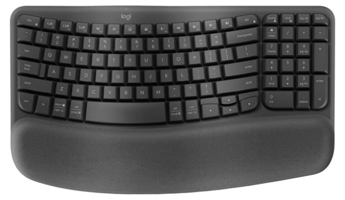 Bàn phím không dây Logitech Wave Keys Ergonomic (Đen, Xám)