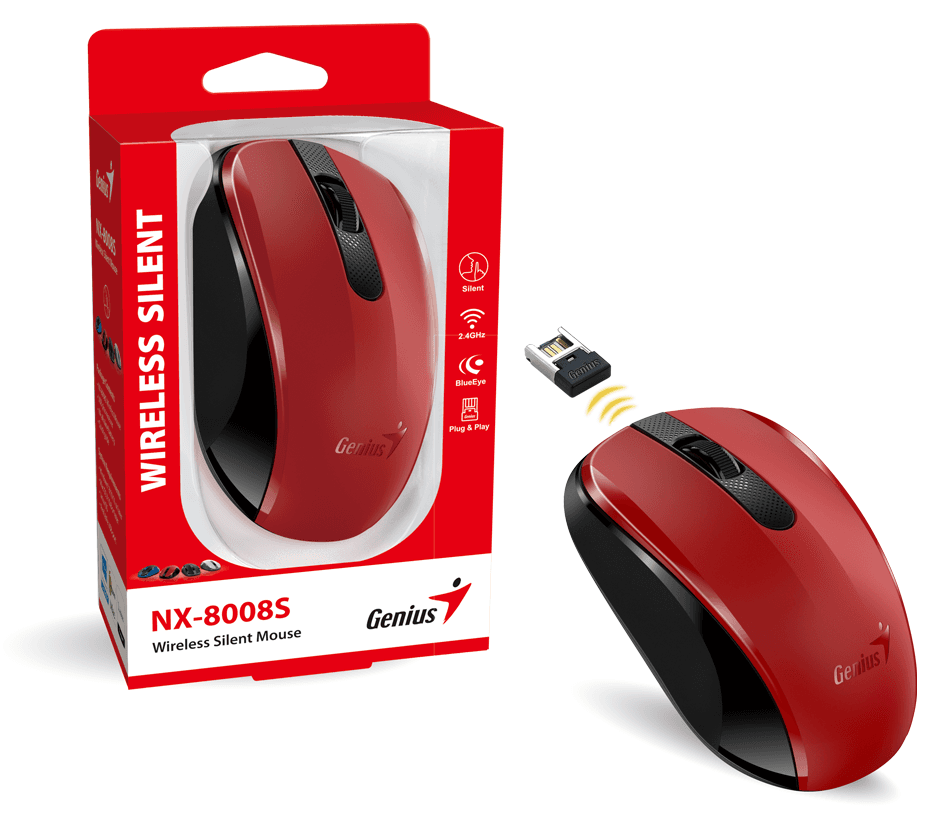 Chuột không dây Genius NX-8008S-Đỏ