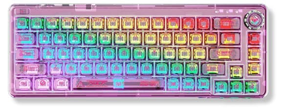 Bàn phím cơ Aula 3 MODE F68 Hồng Trong Suốt