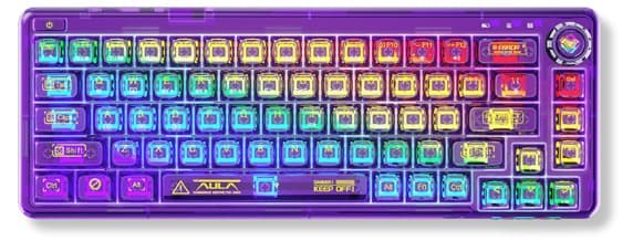 Bàn phím cơ Aula 3 MODE F68 Tím Trong Suốt