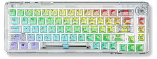 Bàn phím cơ Aula 3 MODE F68 Trắng Trong Suốt