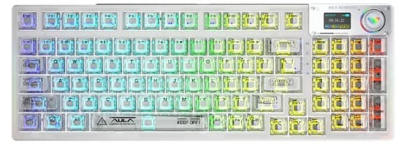 Bàn phím cơ Aula 3 MODE F98 PRO trắng trong suốt Ice crystal switch