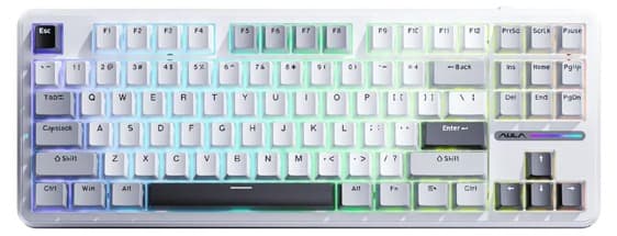 Bàn phím cơ Aula F87 Xám Trắng Xám Đậm Grey wood switch
