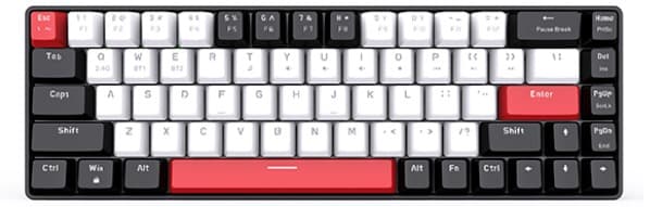 Bàn phím cơ E-Dra không dây EK368L Black White Red Switch