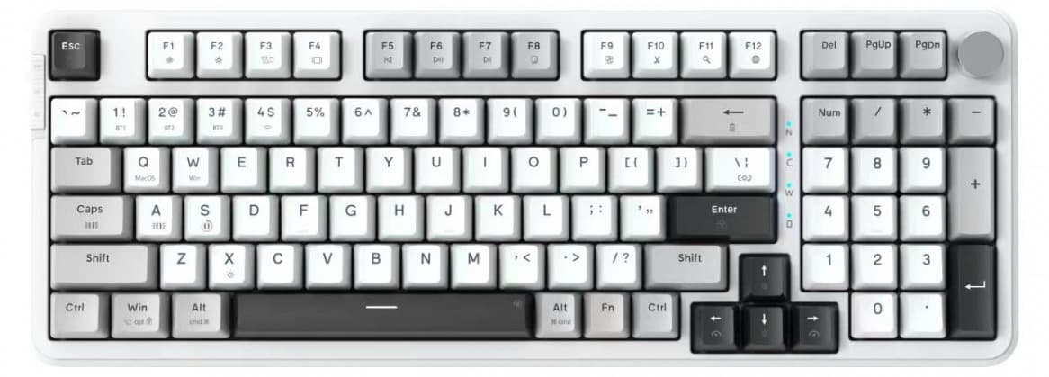 Bàn phím cơ không dây E-Dra EK398W Light Gray White Dark Gray Linear switch
