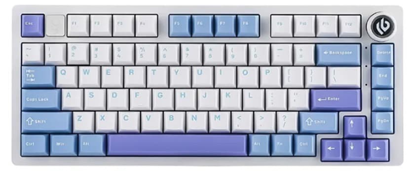 Bàn phím cơ LEOBOG Hi75 xanh dương + trắng + tím Grey wood V3 switch