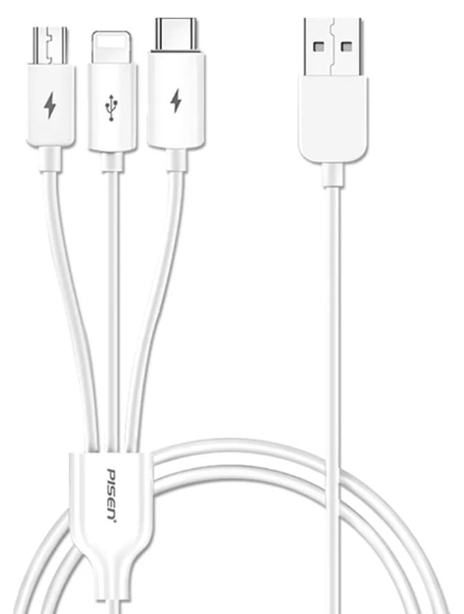 Cáp Pisen 3 đầu ra Lightning Type-C Micro 1.2m AP07-1200