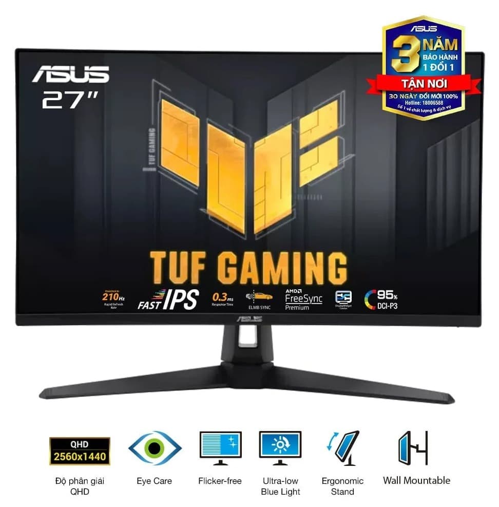 Màn hình Asus TUF Gaming VG27AQ5A (27Inch/ QHD (2560×1440)/ 0,3ms/ 210Hz/ 300cd/m2/ IPS/ Loa)